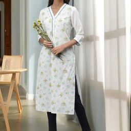 Aurelia White Printed Straight Kurta-69