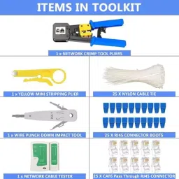 FEDUS RJ45 Pass Through Crimping Tool Kit Combo 3 Ergonomic, Textured (Pack of 25 Pcs) image 2
