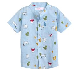 Hopscotch Boys Blue Animal Printed Casual Shirt-picture-19