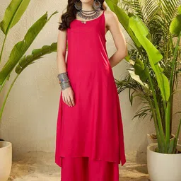 InWeave Women Solid Kurta with Palazzos-picture-30