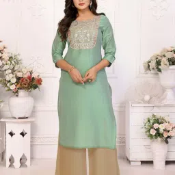 Rangita Green Regular Fit Embroidered Kurtas-image-53