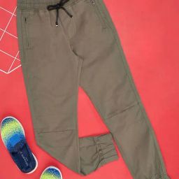 YU by Pantaloons Kids Olive Cotton Regular Fit Joggers-image-90