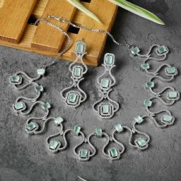Zeneme Rhodium Plated AD Studded Jewellery Set-image-20