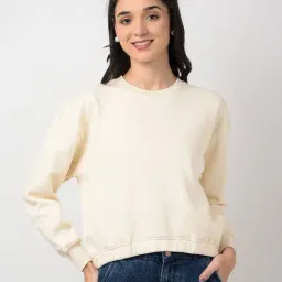 Numero Uno Cream Fleece Regular Fit Sweatshirt-image-70