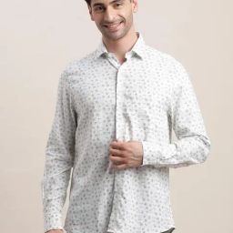 Turtle Grey Slim Fit Printed Shirt-image-8