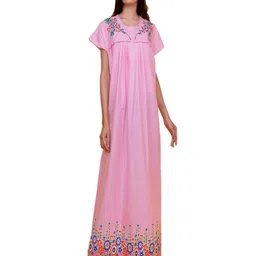 Apratim Embroidered Pure Cotton Maxi Nightdress-image-86