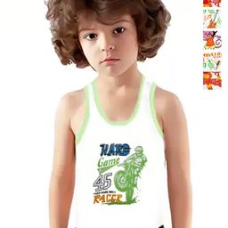 Mega style Boys Pack Of 6 Printed Pure Cotton Vests WH.CLR_PATTI-P6_01-0-3M-24