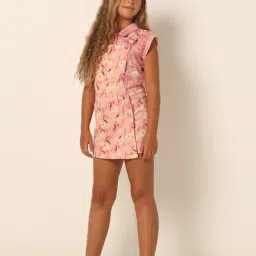 VERO MODA GIRL Pink Floral Print Dungaree Dress-image-35
