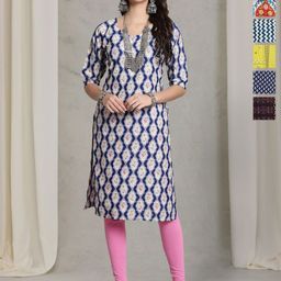 7Threads Selection Of 6 Floral Printed Round Neck Straight Kurta-image-94