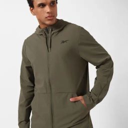 Reebok Green Regular Fit Sports Hoodie-image-58