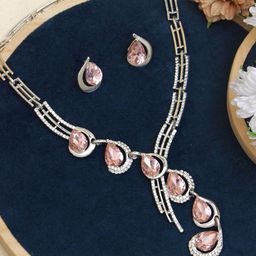 Atasi International Sliver-Plated Crystals & American Diamond-Studded Jewellery Set-image-93