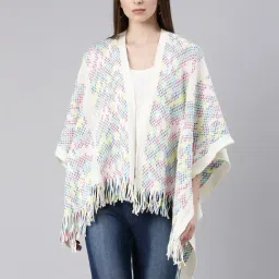 showoffff SHOWOFF Off White Printed Poncho-picture-18