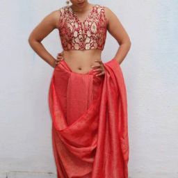 Chidiyaa Ruby Red Thread of Gold Brocade Blouse-5
