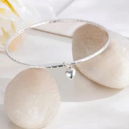 Zavya Classic Heart Rhodium Plated Women's Bangle (Single)-image-7