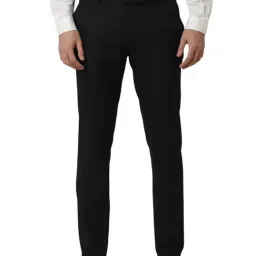 Peter England Black Slim fit Solid Trousers-picture-22