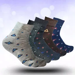 MJE 5-Pcs Patterned Cotton Ankle Length Socks-image-72