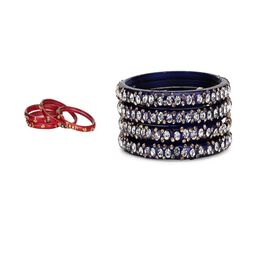 Somil Elegant Combo Glass Bangle Set | Handmade Traditional Chudi For Women | Perfect For Daily & Occasion Use, Combo Of 2 Set, Red, Blue-image-16