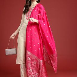 Anouk Ethnic Motifs Embroidered Kurta with Trousers & Dupatta-17