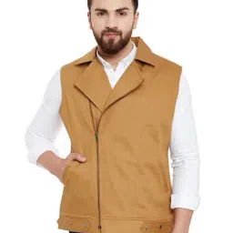 Hypernation Khaki Sleeveless Cotton Jacket-image-32