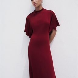 MANGO Flutter Sleeves Fit & Flare Midi Dress-picture-42