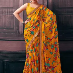 HERE&NOW Woven Design Pure Chiffon Saree-15