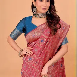 Moda Rapido Woven Design Zari Silk Cotton Kanjeevaram Saree-image-64