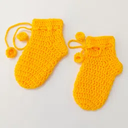 Little Peas Pair Of Solid Handmade Knitted Woollen Socks - Yellow-picture-24
