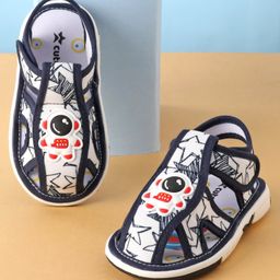 Cute Walk by Babyhug Velcro Closure Sandals with Astronaut Applique - Navy Blue-picture-45