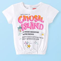 Babyhug Cotton Knit Half Sleeves T-Shirt With Text Print - White-image-120