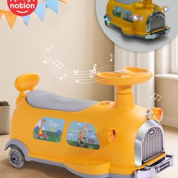 Play Nation Little Explorer Space Theme Kids Retro Swing Car| LED Lights and Music |Baby Magic Car|Toy Car | Push Car | Ride On Car |ABEC 7 Bearing|Weight Capacity Upto 50 Kg | Yellow-8