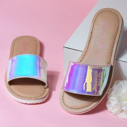Aria+Nica Shimmered Flats - Silver & Blue-image-44