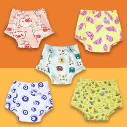 Snugkins Potty Training Pull-up Pants for Kids 100% Cotton Pack 5 Medium - Multi-25