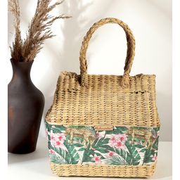 HABEREINDIA Picnic Basket | Lunch Box | Travel Bag | Eco-Friendly Seagrass Basket Medium - Bronze-image-16