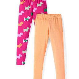 Pspeaches Pack Of 2 Animal Printed & Solid Leggings - Multi Colour-image-122