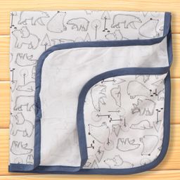 OHMS Interlock Knit Towel & Wrappers with Bear Print L 77 x B 71 cm - White & Blue-15