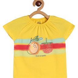 MINI KLUB Cotton Cap Sleeves Fruits Printed Top - Yellow-image-48