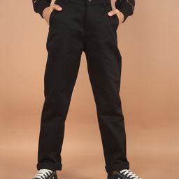 CRIMSOUNE CLUB Cotton Solid Trousers - Black-picture-42
