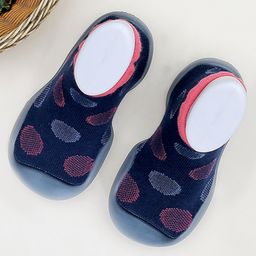 Infantso Polka Dot Anti-Skid Cotton Socks Shoes with Rubber Sole for Walking Babies & Toddlers - Dark Blue-image-72