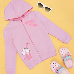 Pantaloons Junior Cotton Full Sleeves Sequin Embellished Typography Printed Hooded Sweatshirt - Lilac-picture-22