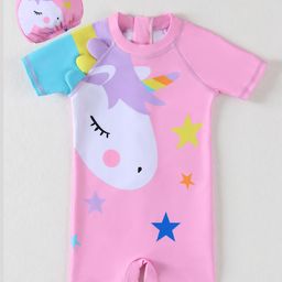 Mark & Mia Half Raglan Sleeves Legged Swimsuit With Unicorn Print & Applique - Pink-image-20