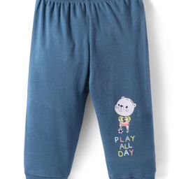 Tango Interlock Knit Full Length Lounge Pant with Bear Print - Navy Blue-image-45