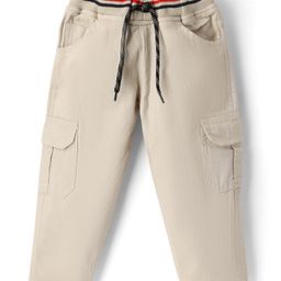 Rikidoos Solid Pocket Detailed Cargo Pant - Off White-image-76