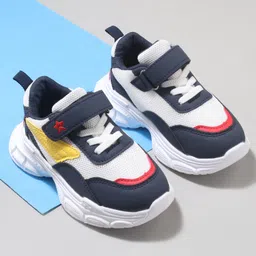 Cute Walk by Babyhug Velcro Closure Sneaker with Tape Detailing - Yellow & Navy Blue-picture-31
