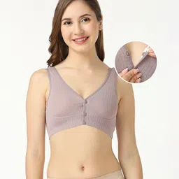 Bella Mama Cotton Elastane Knit Maternity Non Wired Nursing Bra - Lilac-picture-39