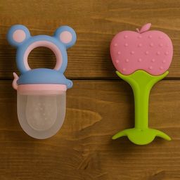Badal Kidz Presents combo of 2 includes 1 Standing Fruit Teether and 1 Mickey Fruit Feeder - Pink, blue-image-56