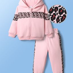 Mark & Mia Cotton Knit Full Sleeves T-Shirt & Lounge Pant Set With Cut & Sew Design - Pink-picture-24