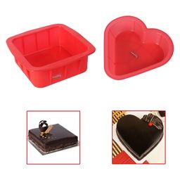 HAZEL Small Silicon Square & Heart Shape Cake Mould for Half Kg 2 Pcs - Red image 2