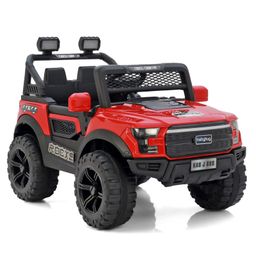 Babyhug 4x4 Battery Operated Ride on Jeep with Music & LED Lights - Red| Rechargeable Battery| Openable Doors| Built-in Music & AUX| Remote Control| Easy to Assemble|Forward & Reverse image 3