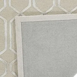 saraswatii global Lineation Beige & Grey Geometric Printed Tufted Woollen Carpet image 3