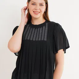 me Queen Embroidered Regular Flutter Sleeve Top-image-27